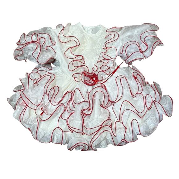 Vintage Handmade Toddler Pageant Circle Dress White Ruffle Lace Southern Frilly - Picture 2 of 7